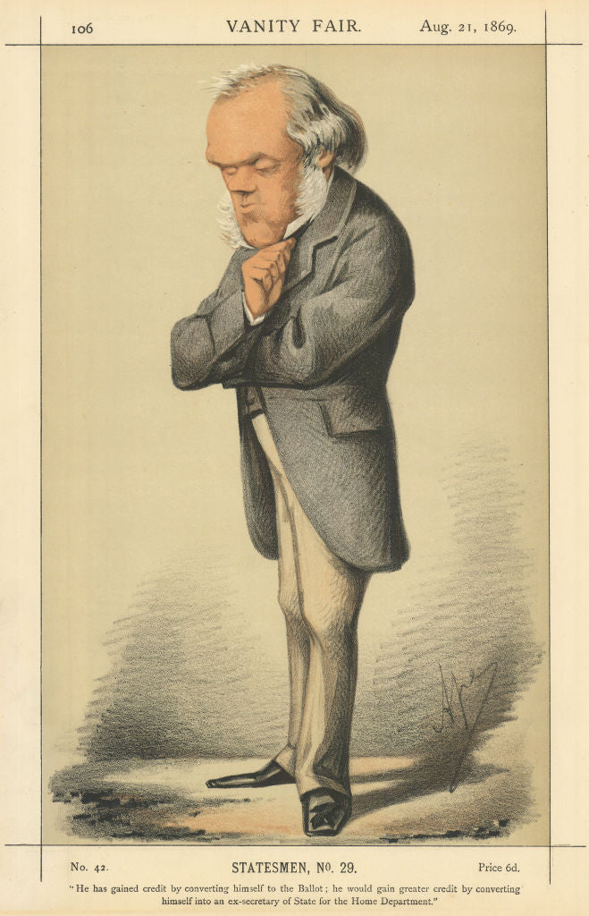 VANITY FAIR SPY CARTOON Henry Austin Bruce 'He has gained credit by…' 1869